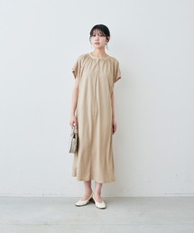 IEDIT 抗菌防臭・接触冷感・UVカット 落ち感かのこカットソー素材が上品なわきシェードワンピース