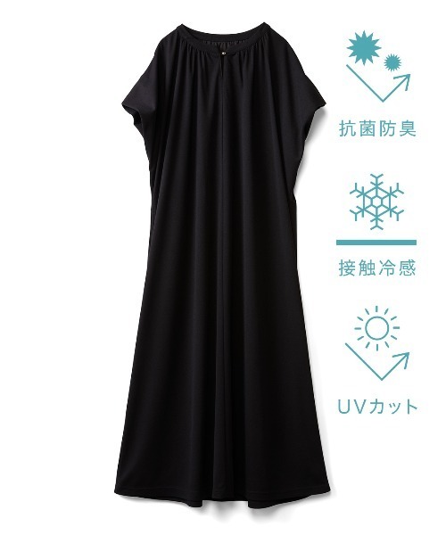 IEDIT（イディット）の「ＩＥＤＩＴ　抗菌防臭・接触冷感・ＵＶカット　落ち感かのこカットソー素材が上品なわきシェードワンピース（ワンピース・レディース・ブラック/ネイビー/ベージュ・LL/3L/M/L/SP/MP/4L）」の12枚目の写真