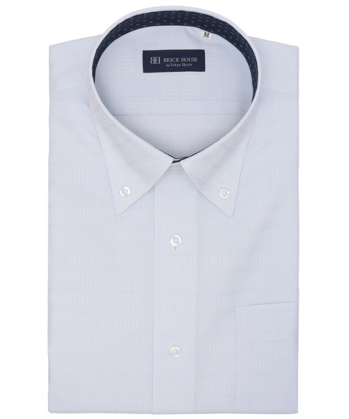 TOKYO SHIRTS(トウキョウシャツ)の「【吸水速乾】 形態安定ノンアイロン ボタンダウン 半袖ビジネスワイシャツ(ビジネスシャツ・メンズ・サックスブルー・首回り37cm/首回り41cm/首回り39cm/首回り43cm/首回り42cm)」の1枚目の写真