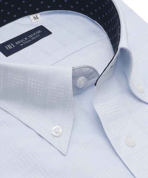 TOKYO SHIRTS(トウキョウシャツ)の「【吸水速乾】 形態安定ノンアイロン ボタンダウン 半袖ビジネスワイシャツ(ビジネスシャツ・メンズ・サックスブルー・首回り37cm/首回り41cm/首回り39cm/首回り43cm/首回り42cm)」の2枚目の写真