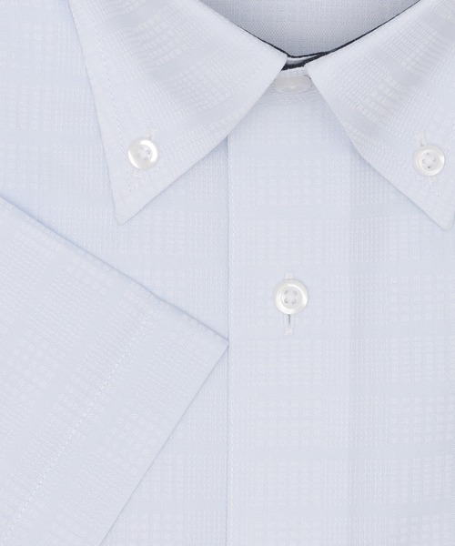 TOKYO SHIRTS(トウキョウシャツ)の「【吸水速乾】 形態安定ノンアイロン ボタンダウン 半袖ビジネスワイシャツ(ビジネスシャツ・メンズ・サックスブルー・首回り37cm/首回り41cm/首回り39cm/首回り43cm/首回り42cm)」の3枚目の写真