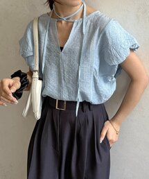Thevon | チョーカー付きバルーンスリーブブラウス(シャツ/ブラウス)