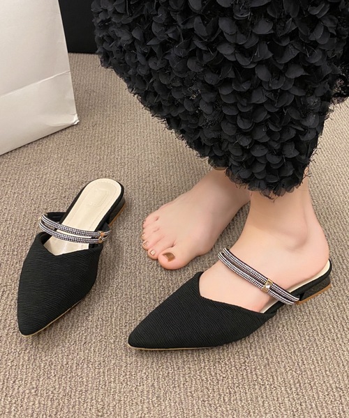 Lace Ladies（レースレディース）の「テクスチャー ラインストーン ストラップ ミュール パンプス（パンプス・レディース・ブラック/アイボリー・24cm/23.5cm/25cm/24.5cm/23cm/22.5cm）」の6枚目の写真