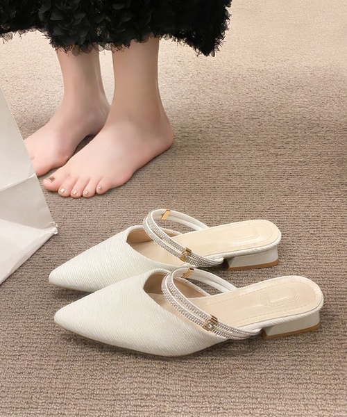 Lace Ladies（レースレディース）の「テクスチャー ラインストーン ストラップ ミュール パンプス（パンプス・レディース・ブラック/アイボリー・24cm/23.5cm/25cm/24.5cm/23cm/22.5cm）」の12枚目の写真