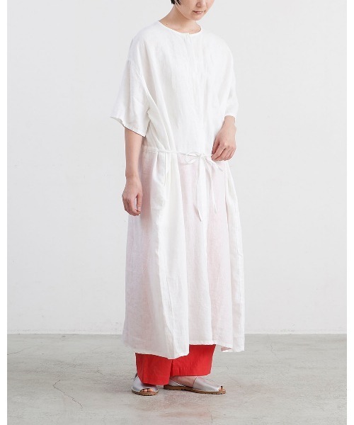 HEAVENLY(ヘブンリー)の「【 HEAVENLY / ヘブンリー 】 Linen Waist Ribbon Onepiece / リネン ウエストリボン ワンピース 2636012 DLI(ワンピース・レディース・ダークブルー/オフホワイト・FREE)」の3枚目の写真