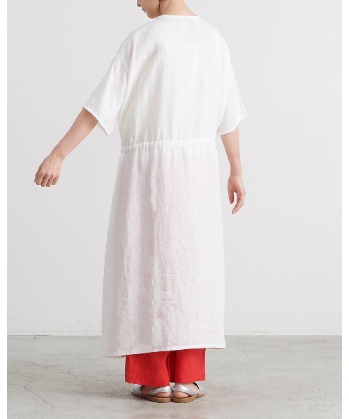 HEAVENLY(ヘブンリー)の「【 HEAVENLY / ヘブンリー 】 Linen Waist Ribbon Onepiece / リネン ウエストリボン ワンピース 2636012 DLI(ワンピース・レディース・ダークブルー/オフホワイト・FREE)」の4枚目の写真