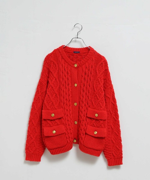 LENO（リノ）の「「LENO / リノ」ARAN KNIT CREW NECK CARDIGAN（ニット/セーター・レディース・ベージュ/オフホワイト/レッド/ブルー系その他・1）」の5枚目の写真