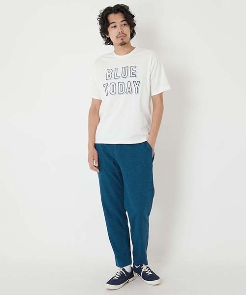 BLUE BLUE(ブルーブルー)の「gym master × BLUE BLUE /エンブロイダリー BLUE TODAY Tシャツ(Tシャツ/カットソー・メンズ・ブラック/ホワイト・L/M/S/XL)」の4枚目の写真