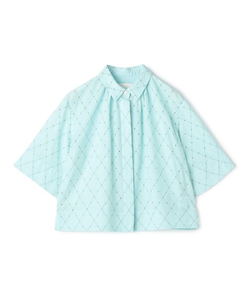BALLSEY(ボールジィ)の「アイレットダイヤエンブロイダリー ハーフスリーブシャツブラウス(シャツ/ブラウス・レディース・ホワイト/ネイビー/ライトブルー・36)」の3枚目の写真