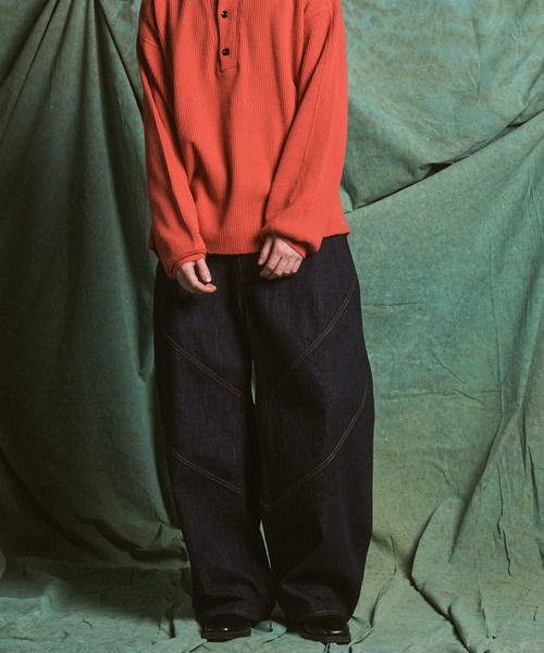 MAISON SPECIAL(メゾンスペシャル)の「《UNISEX》Ovoid Silhouette Prime-Wide Denim Pants/オボイドシルエットプライムワイドデニムパンツ【MAISON SPECIAL/メゾンスペシャル】■セットアップ対応■(デニムパンツ・メンズ・ネイビー/ブラック・2/1/0)」の9枚目の写真