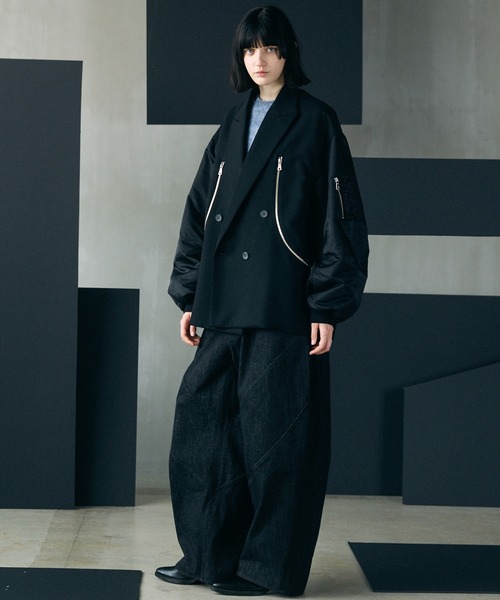 MAISON SPECIAL(メゾンスペシャル)の「《UNISEX》Ovoid Silhouette Prime-Wide Denim Pants/オボイドシルエットプライムワイドデニムパンツ【MAISON SPECIAL/メゾンスペシャル】■セットアップ対応■(デニムパンツ・メンズ・ネイビー/ブラック・2/1/0)」の6枚目の写真