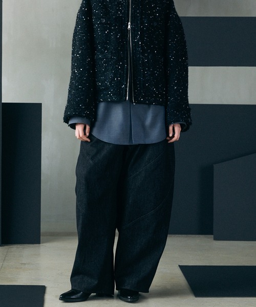 MAISON SPECIAL(メゾンスペシャル)の「《UNISEX》Ovoid Silhouette Prime-Wide Denim Pants/オボイドシルエットプライムワイドデニムパンツ【MAISON SPECIAL/メゾンスペシャル】■セットアップ対応■(デニムパンツ・メンズ・ネイビー/ブラック・2/1/0)」の12枚目の写真