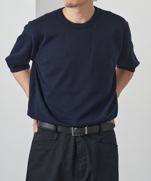 SETUP7(セットアップセブン)の「【SETUP7】12GニットTシャツ 6412-902(Tシャツ/カットソー・メンズ・チャコールグレー/ネイビー/ホワイト/ブラック・M/L)」の4枚目の写真