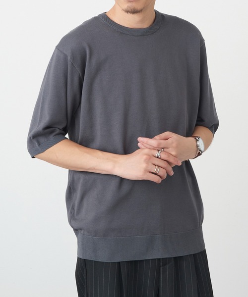SETUP7(セットアップセブン)の「【SETUP7】12GニットTシャツ 6412-902(Tシャツ/カットソー・メンズ・チャコールグレー/ネイビー/ホワイト/ブラック・M/L)」の3枚目の写真