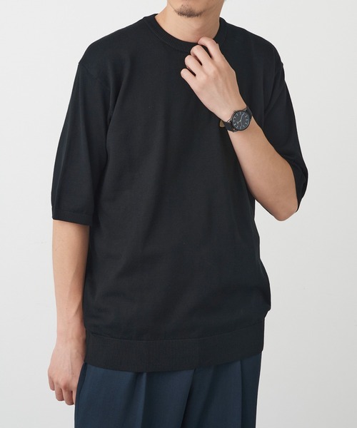 SETUP7(セットアップセブン)の「【SETUP7】12GニットTシャツ 6412-902(Tシャツ/カットソー・メンズ・チャコールグレー/ネイビー/ホワイト/ブラック・M/L)」の2枚目の写真