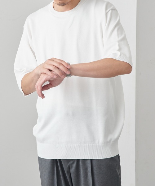 SETUP7(セットアップセブン)の「【SETUP7】12GニットTシャツ 6412-902(Tシャツ/カットソー・メンズ・チャコールグレー/ネイビー/ホワイト/ブラック・M/L)」の12枚目の写真
