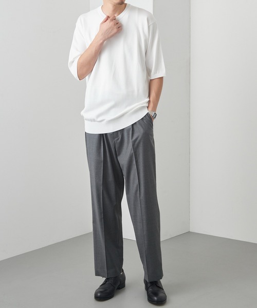 SETUP7(セットアップセブン)の「【SETUP7】12GニットTシャツ 6412-902(Tシャツ/カットソー・メンズ・チャコールグレー/ネイビー/ホワイト/ブラック・M/L)」の15枚目の写真