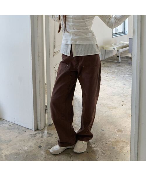 AENE(エイネ)の「カーペンター ワークパンツ(ブラウン)(デニムパンツ・レディース・ブラウン・SMALL/MEDIUM/LARGE)」の1枚目の写真