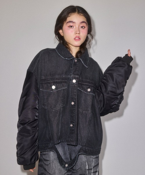 Candy Stripper(キャンディストリッパー)の「FUR COLLAR DENIM ジャケット(ブルゾン・レディース・ブラック/ブルー系その他・FREE)」の19枚目の写真