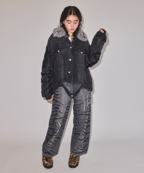 Candy Stripper(キャンディストリッパー)の「FUR COLLAR DENIM ジャケット(ブルゾン・レディース・ブラック/ブルー系その他・FREE)」の20枚目の写真