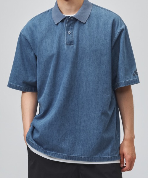 adidas(アディダス)の「【別注】アディダス adidas クール フィーリング デニム オーバーサイズフィット 半袖 ポロシャツ 限定コラボ(ポロシャツ・メンズ・ネイビー/ブルー・LL/S/M/L/3L)」の3枚目の写真