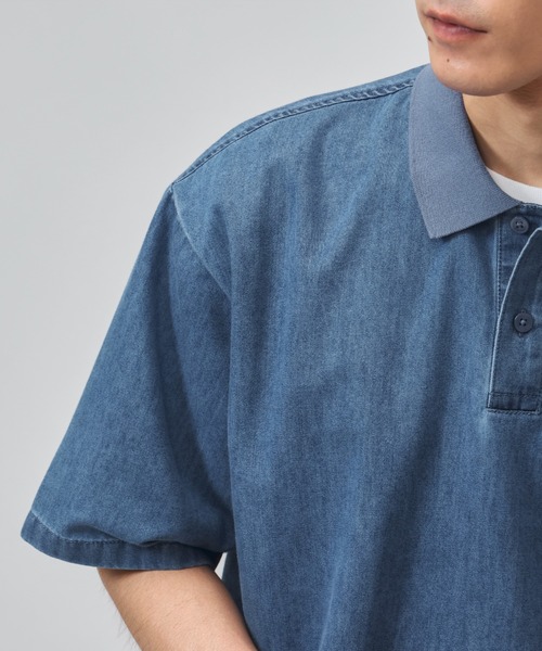 adidas(アディダス)の「【別注】アディダス adidas クール フィーリング デニム オーバーサイズフィット 半袖 ポロシャツ 限定コラボ(ポロシャツ・メンズ・ネイビー/ブルー・LL/S/M/L/3L)」の10枚目の写真