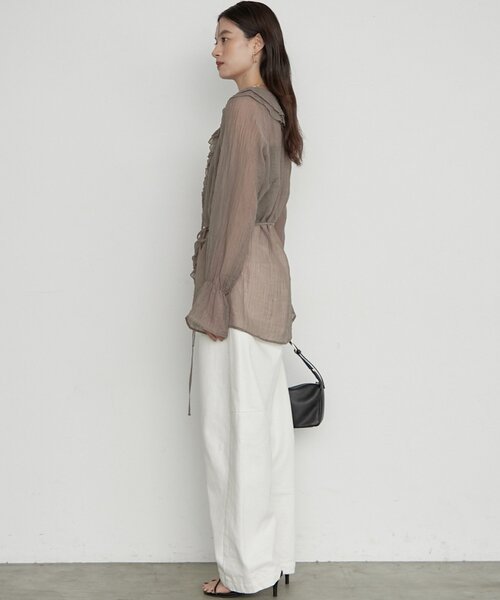 LOUNGEDRESS(ラウンジドレス)の「楊柳フリルカラーブラウス 秋服(シャツ/ブラウス・レディース・アイボリー/ブラウン/グレー・FREE)」の21枚目の写真