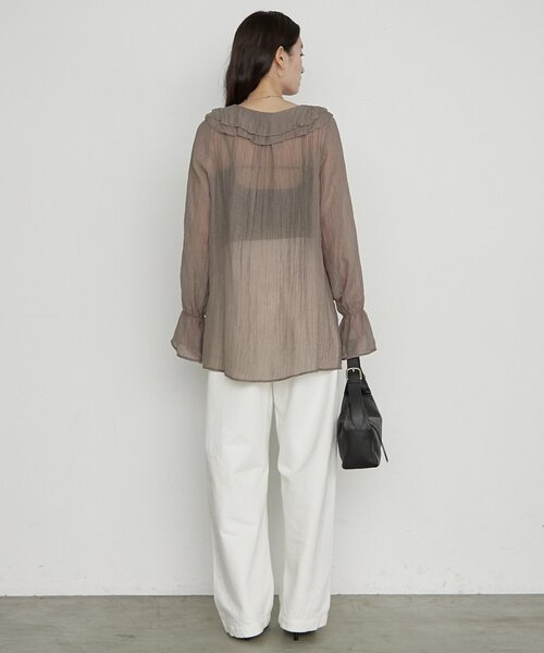 LOUNGEDRESS(ラウンジドレス)の「楊柳フリルカラーブラウス 秋服(シャツ/ブラウス・レディース・アイボリー/ブラウン/グレー・FREE)」の22枚目の写真