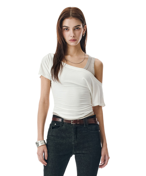 SECONDMONO（セカンドモノローグ）の「Layered Off-Shoulder Set [WHITE]_SEWTS021WHITE（Tシャツ/カットソー・レディース・その他・FREE）」の3枚目の写真