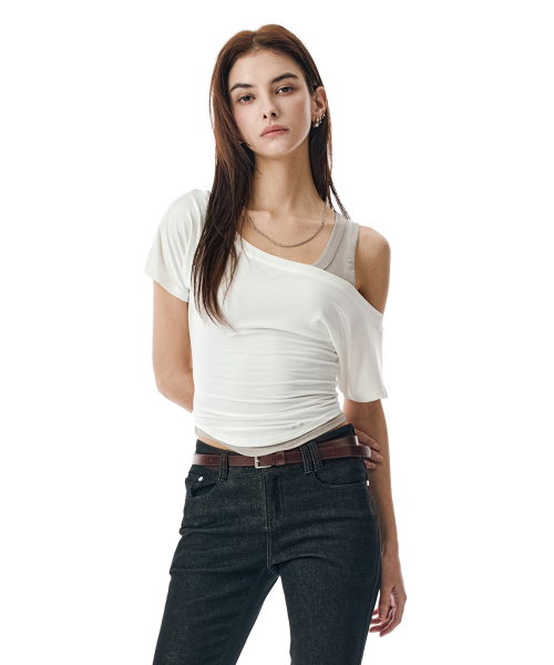 SECONDMONO（セカンドモノローグ）の「Layered Off-Shoulder Set [WHITE]_SEWTS021WHITE（Tシャツ/カットソー・レディース・その他・FREE）」の4枚目の写真