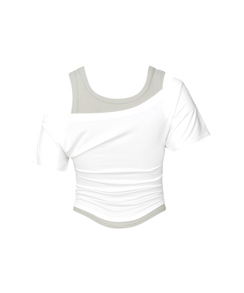 SECONDMONO（セカンドモノローグ）の「Layered Off-Shoulder Set [WHITE]_SEWTS021WHITE（Tシャツ/カットソー・レディース・その他・FREE）」の6枚目の写真