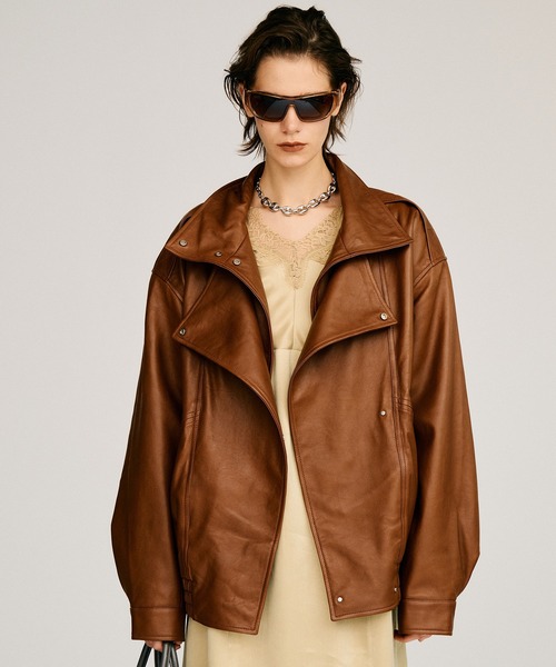 PRANK PROJECT(プランクプロジェクト)の「【2026Autumn Pre-Order】SHEEPレザーボンバージャケット / Sheep Leather Bomber Jacket(MA-1・レディース・ブラック/キャメル・38/36)」の10枚目の写真