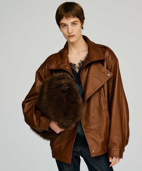 PRANK PROJECT(プランクプロジェクト)の「【2026Autumn Pre-Order】SHEEPレザーボンバージャケット / Sheep Leather Bomber Jacket(MA-1・レディース・ブラック/キャメル・38/36)」の13枚目の写真