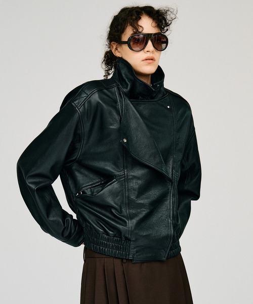PRANK PROJECT(プランクプロジェクト)の「【2026Autumn Pre-Order】SHEEPレザーボンバージャケット / Sheep Leather Bomber Jacket(MA-1・レディース・ブラック/キャメル・38/36)」の14枚目の写真