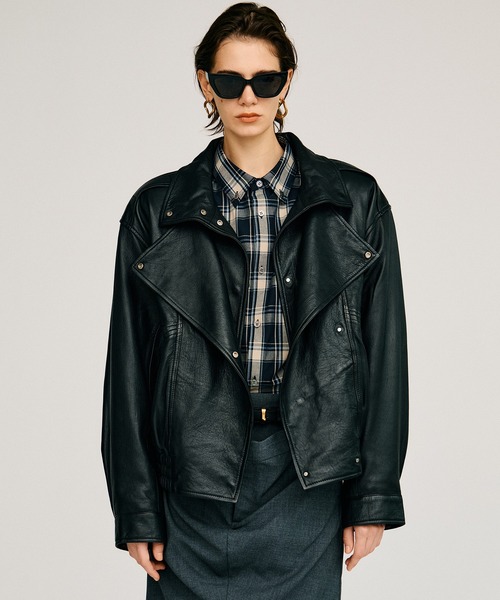 PRANK PROJECT(プランクプロジェクト)の「【2026Autumn Pre-Order】SHEEPレザーボンバージャケット / Sheep Leather Bomber Jacket(MA-1・レディース・ブラック/キャメル・38/36)」の15枚目の写真