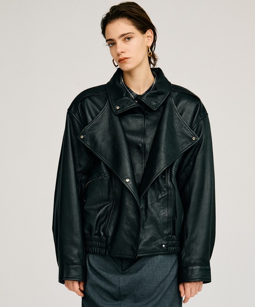 PRANK PROJECT(プランクプロジェクト)の「【2026Autumn Pre-Order】SHEEPレザーボンバージャケット / Sheep Leather Bomber Jacket(MA-1・レディース・ブラック/キャメル・38/36)」の16枚目の写真