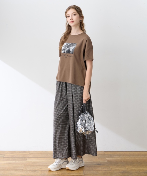 LE SOUK HOLIDAY(ルスークホリデー)の「リネンライクストレッチワイドパンツ【接触冷感・UVカット・後ろウエストゴム】(その他パンツ・レディース・ブラック/ダークブラウン/オフホワイト/ブラウン・M/L)」の12枚目の写真