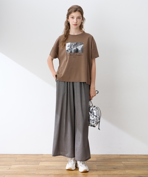 LE SOUK HOLIDAY(ルスークホリデー)の「リネンライクストレッチワイドパンツ【接触冷感・UVカット・後ろウエストゴム】(その他パンツ・レディース・ブラック/ダークブラウン/オフホワイト/ブラウン・M/L)」の13枚目の写真