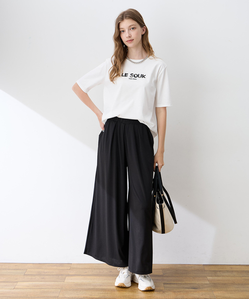 LE SOUK HOLIDAY(ルスークホリデー)の「リネンライクストレッチワイドパンツ【接触冷感・UVカット・後ろウエストゴム】(その他パンツ・レディース・ブラック/ダークブラウン/オフホワイト/ブラウン・M/L)」の17枚目の写真