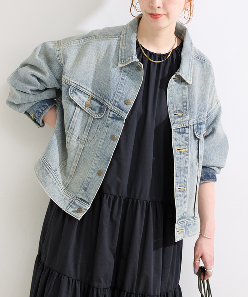 Lee(リー)の「ウォッシャブル / Lee / リー 別注 Riders Jacket(デニムジャケット・レディース・ブラック/ライトブルー・FREE)」の2枚目の写真