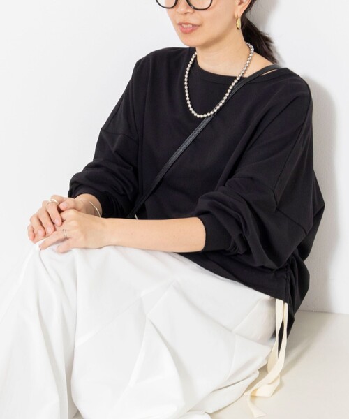 NOLLEY’S(ノーリーズ)の「ウォッシャブルインレーアレンジルーズプルオーバー(Tシャツ/カットソー・レディース・ブラック/ライトグレー・FREE)」の2枚目の写真