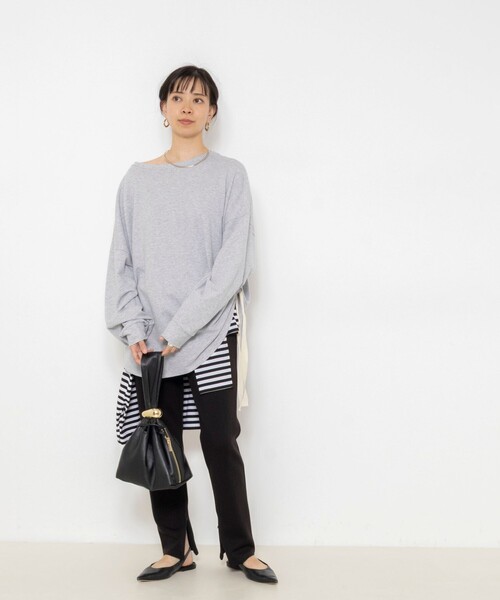 NOLLEY’S(ノーリーズ)の「ウォッシャブルインレーアレンジルーズプルオーバー(Tシャツ/カットソー・レディース・ブラック/ライトグレー・FREE)」の3枚目の写真