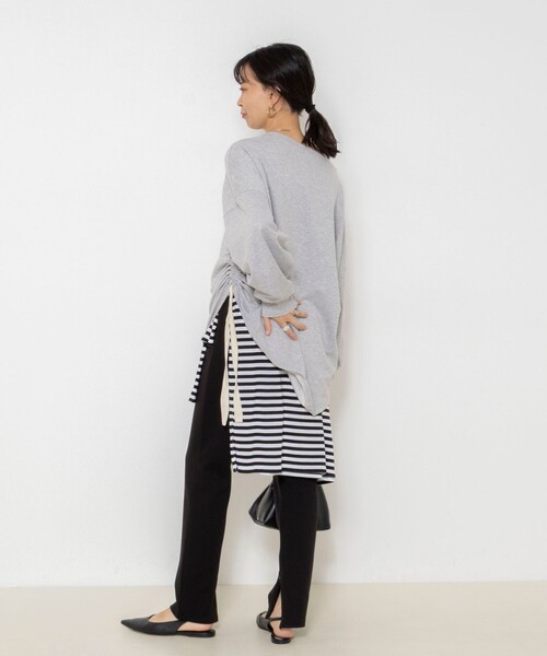 NOLLEY’S(ノーリーズ)の「ウォッシャブルインレーアレンジルーズプルオーバー(Tシャツ/カットソー・レディース・ブラック/ライトグレー・FREE)」の6枚目の写真