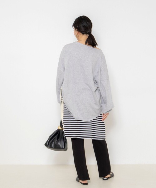 NOLLEY’S(ノーリーズ)の「ウォッシャブルインレーアレンジルーズプルオーバー(Tシャツ/カットソー・レディース・ブラック/ライトグレー・FREE)」の7枚目の写真