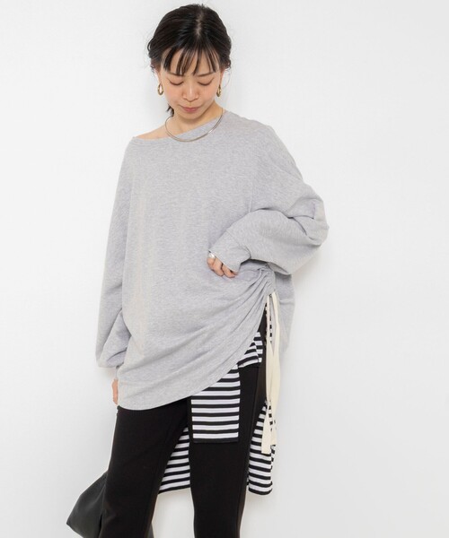 NOLLEY’S(ノーリーズ)の「ウォッシャブルインレーアレンジルーズプルオーバー(Tシャツ/カットソー・レディース・ブラック/ライトグレー・FREE)」の9枚目の写真