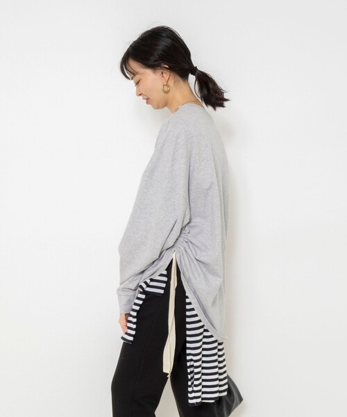 NOLLEY’S(ノーリーズ)の「ウォッシャブルインレーアレンジルーズプルオーバー(Tシャツ/カットソー・レディース・ブラック/ライトグレー・FREE)」の10枚目の写真