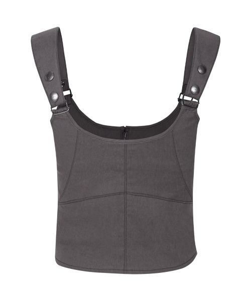 PLEASENOFOLLOW(プリーズノーフォロー)の「Niv Panel Zip-Up Sleeveless Top (Khaki Grey)(Tシャツ/カットソー・レディース・その他・SMALL/MEDIUM)」の3枚目の写真