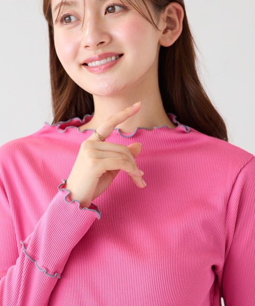 Rose Tiara（ローズティアラ）の「【大人気/秋の新色追加】【伸縮性◎】メローカットソー（Tシャツ/カットソー・レディース・グレー/ピンク/オフホワイト・38/46/42）」の7枚目の写真