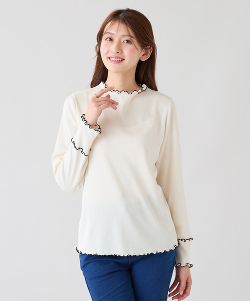 Rose Tiara（ローズティアラ）の「【大人気/秋の新色追加】【伸縮性◎】メローカットソー（Tシャツ/カットソー・レディース・グレー/ピンク/オフホワイト・38/46/42）」の9枚目の写真