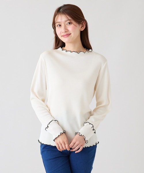 Rose Tiara（ローズティアラ）の「【大人気/秋の新色追加】【伸縮性◎】メローカットソー（Tシャツ/カットソー・レディース・グレー/ピンク/オフホワイト・38/46/42）」の10枚目の写真